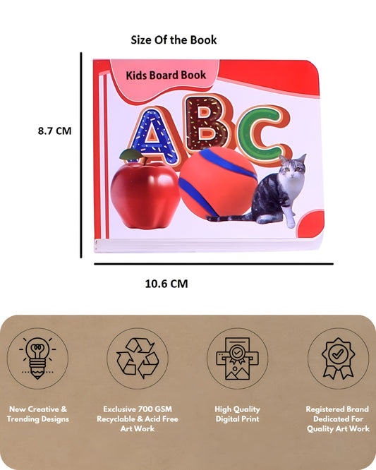 EARLY EDUCATIONAL LEARNING KIDS BOARD BOOKS FOR PRESCHOOLERS | SET OF 5 POCKET BOOKS (ALPHABETS, FRUITS, VEGETABLES, ANIMALS & VEHICLES)