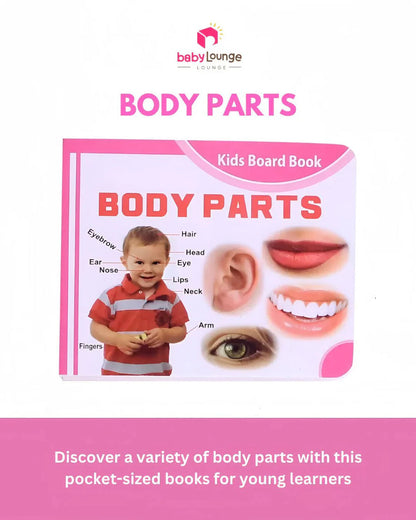 EARLY EDUCATIONAL LEARNING KIDS BOARD BOOKS PRESCHOOL PRIMARY BABY BOOKS (1+),SET OF 5 POCKET BOOKS (ALPHABETS, NUMBERS, GOOD MANNERS, BODY PARTS & SHAPE AND COLOUR)